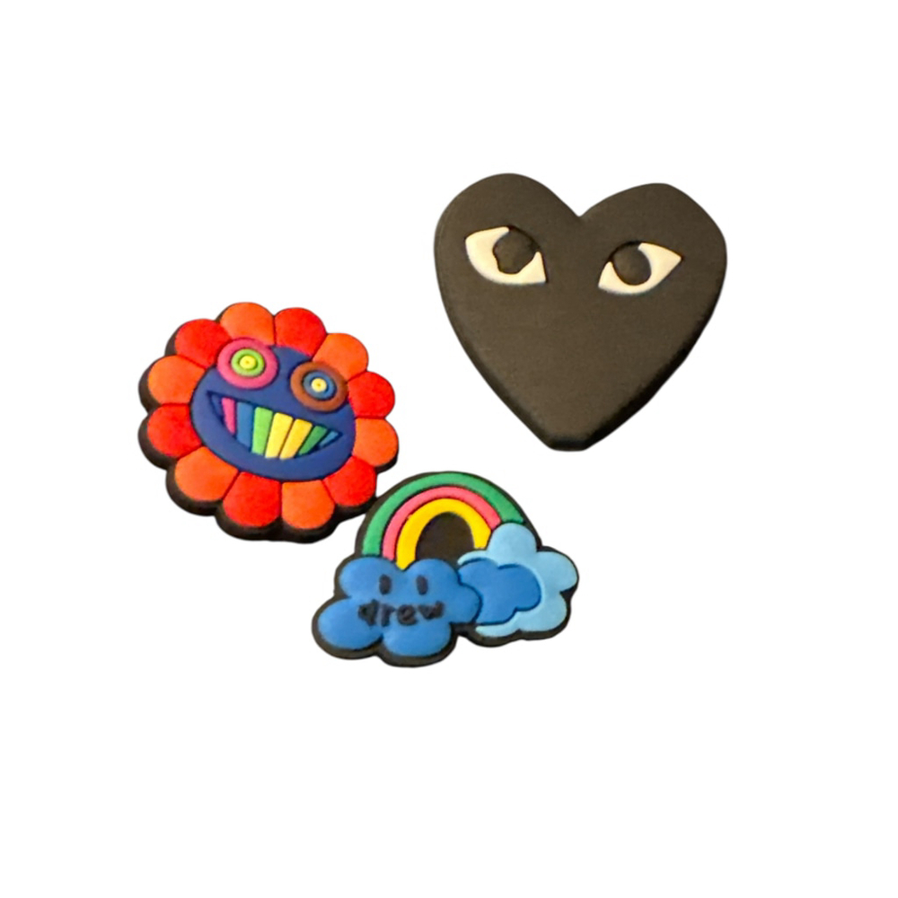 Murakami Flower Black Hearts Rainbow Drew Cloud Set Shoe Charms
